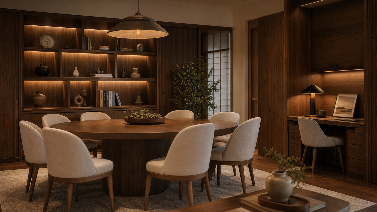 Servicios Muebles a medida en nogal para comedor y estudio